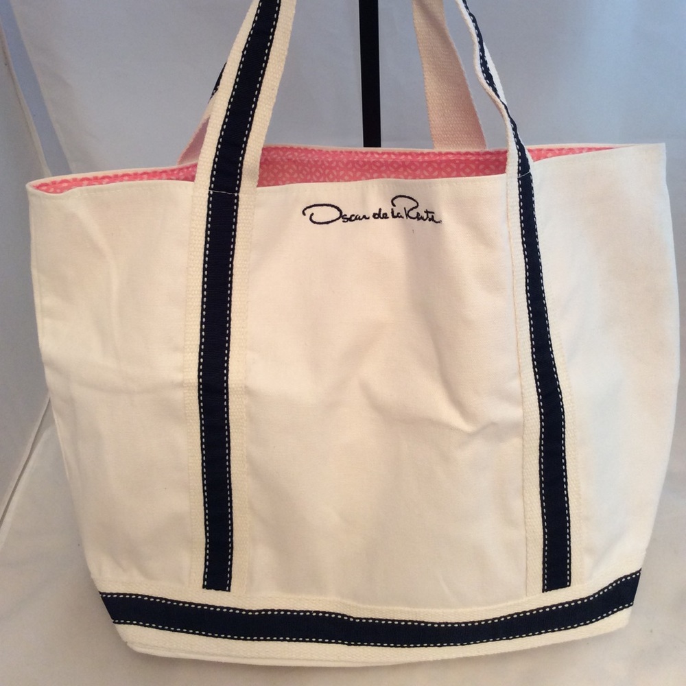 Oscar De La Renta 100% Cotton Canvas Tote Bag